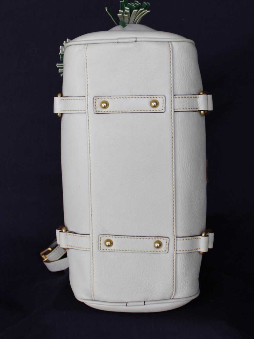Dooney & Bourke bone light gray satchel leather Florentine tassel purse - Picture 8 of 11